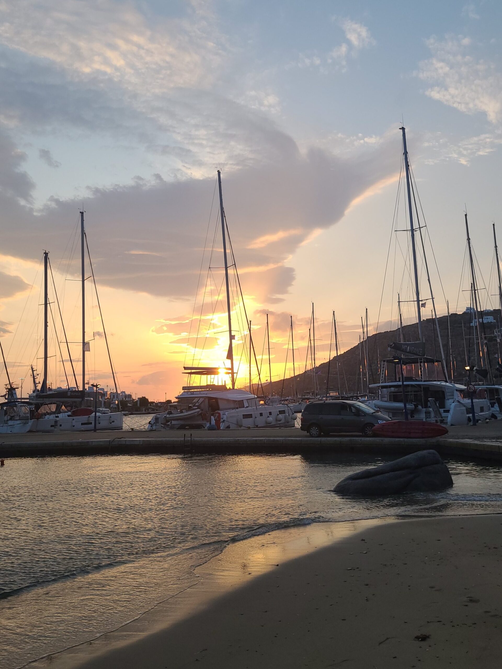 A sunset on Mykonos island
